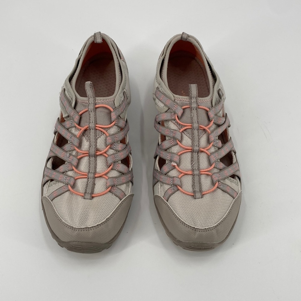 SKECHERS RELAXED FIT AIR COOLED MEMORY FOAM SLIP ON SNEAKERS BEIGE/PINK SIZE 11